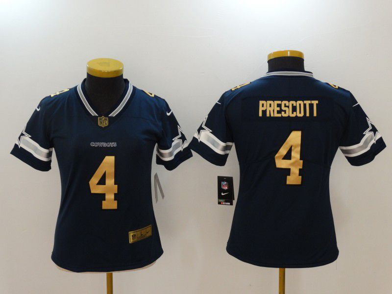 Women Dallas Cowboys 4 Prescott Blue Nike Vapor Untouchable Limited NFL Jerseys